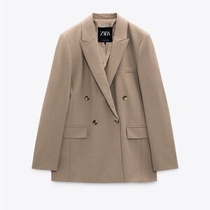 NWT XS double breasted Zara blazer in brown/taupe